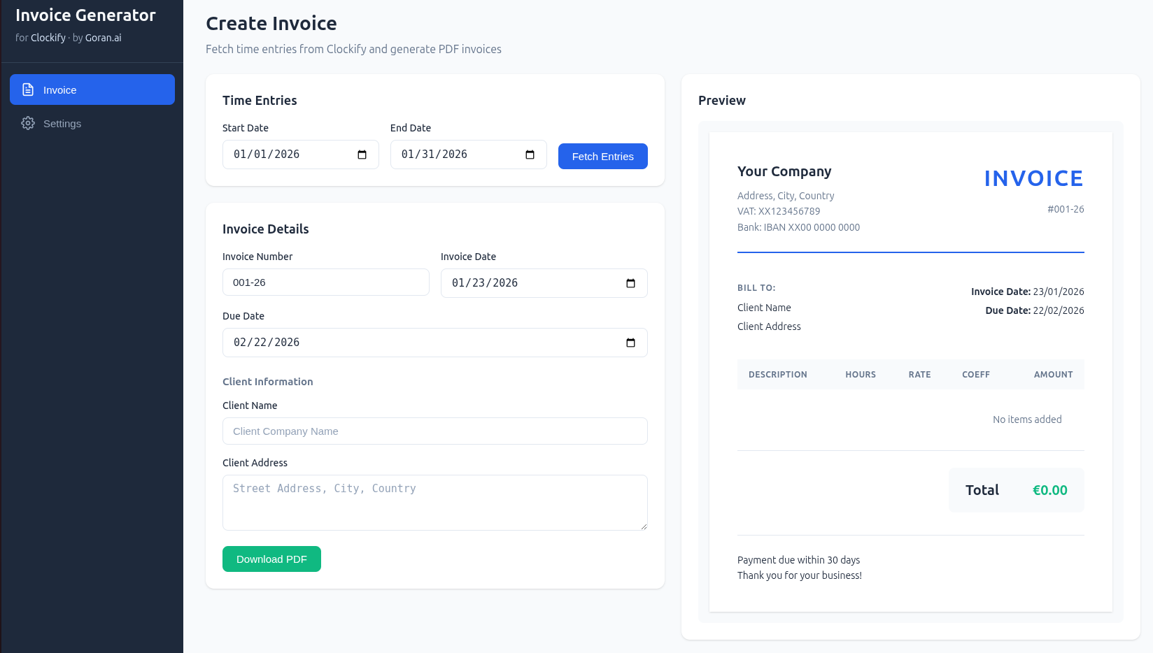 Invoice Generator Preview